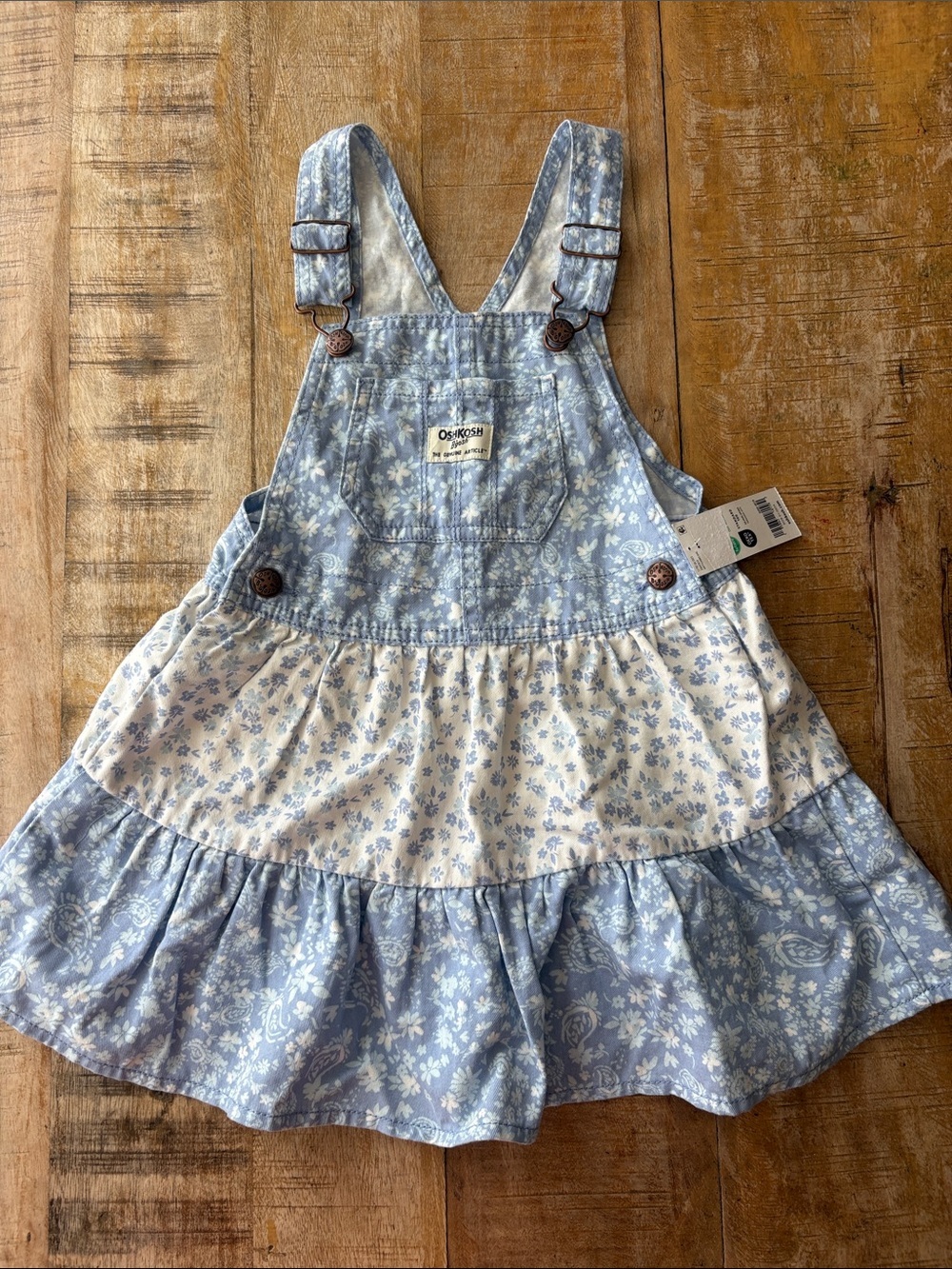 NWT OshKosh B'gosh Blue Floral Overall Jumper 4t